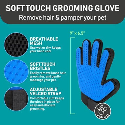 Maxpower Planet Pet Grooming Brush and 2X Grooming Gloves Combo - Double Sided Dematting, Deshedding Undercoat Rake for Dogs and Cats - Reduce Shedding Easily - Blue - Image 3