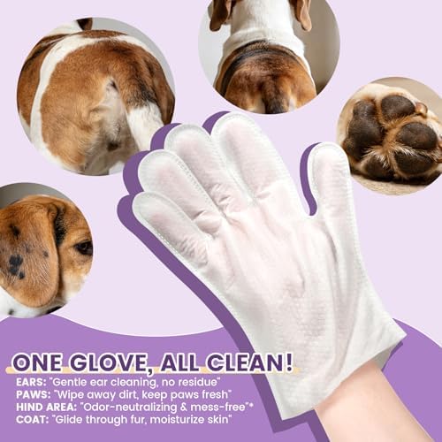 IMMHABI 100 Count Cleaning Deodorizing Pet Glove Wipes for Dogs & Cats - Image 3