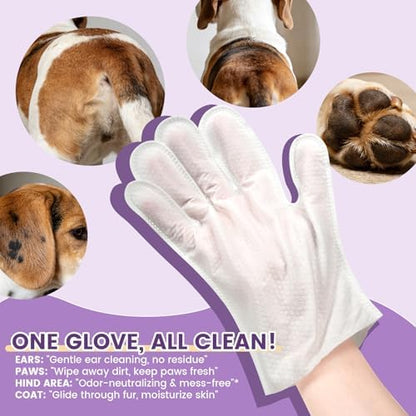 IMMHABI Hypoallergenic Pet Glove Wipes for Dogs & Cats, 50 Count - Image 3