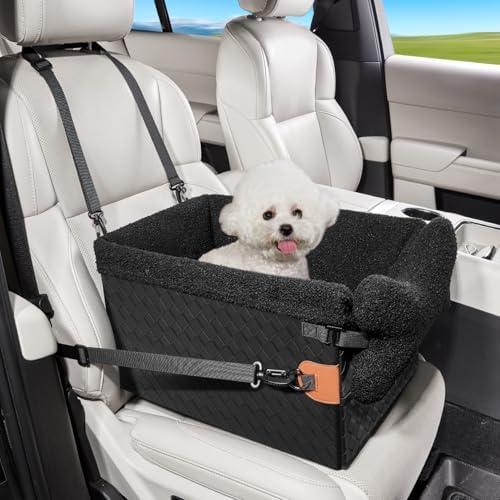 TKYZ Dog Car Seats for Small Medium Dogs,PU Leather Car Seat Boosters,Foldable Puppy Cat Carseats (Black, Small Dog) by TKYZ