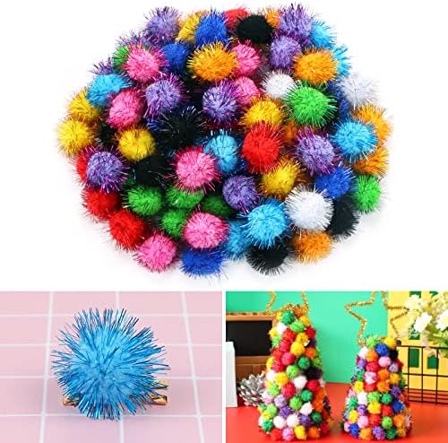 CABAX 1.8'' Assorted Color Sparkle Balls, Tinsel Pom Poms Puff Balls Glitter for Cat Kittens Toys DIY Christmas, 20 Pcs - Image 3