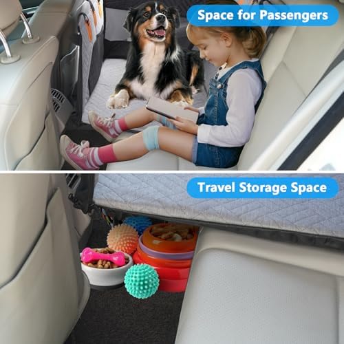 Dog Car Seat for Large Medium Dogs, Hard Bottom Back Seat Extender for Dogs with Soft Removable Blanket, Non-Slip Dog Car Hammock Turn into Soft Pet Travel Bed,Pet Seat for Car SUV Truck(Grey) - Image 7
