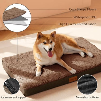 Patas Lague Orthopedic Large Dog Bed Washable Pet Sofa Mat 42''X28'' Brown - Image 3