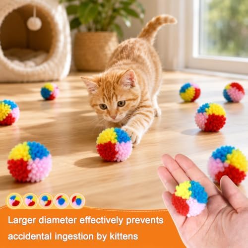 20 PCS Puff Balls for Cats, 1.4 Inch Fuzzy Balls for Cats - Image 4