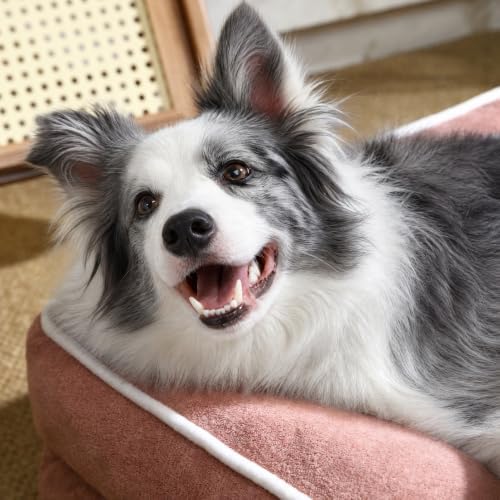 Orthopedic Dog Bed with Pillow L-Shape Dog Sofa for Large Medium Dogs, Dogs Couch with Removable Washable Cover, Pet Bed with Nonskid Bottom(Pink, XX-Large(48x35in)) - Image 2