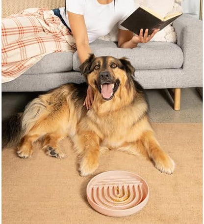 Slow Feeder Dog Bowl - Silicone Dog Bowl, Large, 9.5" x 1.5" - Blush - Image 2