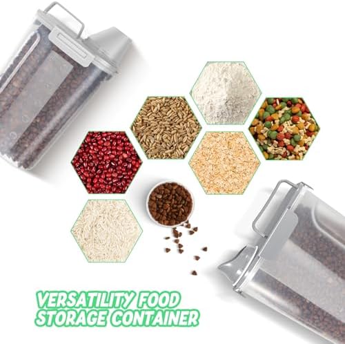 Dog Food Storage Container, Upgraded Large Nozzle BPA-free, 8-12 LBS Plastic Pet Food Storage Containers, With 4 Sealed Clasps, 1 Measuring Cup and Handle, Easy to Clean and Carry -2 Packs - Image 2