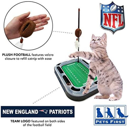 Pets First CAT BALL BELL TOY New England Patriots Football Field CAT Scratcher Toy with Catnip Filled Plush Football Toy&Feather Cat Toy Hanging,&Jingle Bell Interactive Ball Chasing 5-in-1 Kitty Toy - Image 4