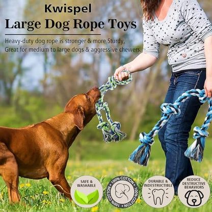 Rope Toy for Dogs, 2 Pack Large Dog Rope Toys for Aggressive Chewers, Heavy Duty Dog Toys for Large Medium Breed, Indestructible Tough Rope Chew Toys Tug of War Dog Toy Teeth Cleaning - Image 3