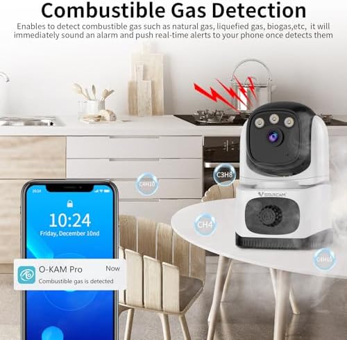 VSTARCAM Indoor Security Camera with Smoke Detection, 2K UHD Smoke Detector Camera, Motion Detection, Auto Tracking, Color Night Vision, 2-Way Audio, Cloud & SD Card Storage(up to 256GB) - Image 2