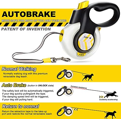 Fida AutoBrake Heavy Duty Retractable Dog Leash, 16 ft, for Dogs that Pull - Image 2