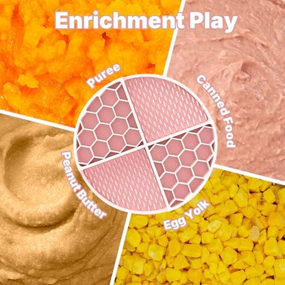 Pet Licking Mat Set with Suction Cups & Can Lid for Dogs and Cats, Food-Grade Silicone Slow Feeding Puzzle Toy, Non-Slip Dog Treat Mat for Anxiety & Boredom Relief (Peach Pink) - Image 2