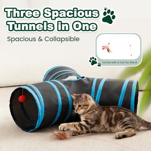 Love's cabin Cat Tunnel for Indoor Cats, 3-Way Collapsible Play Tunnel - Image 5