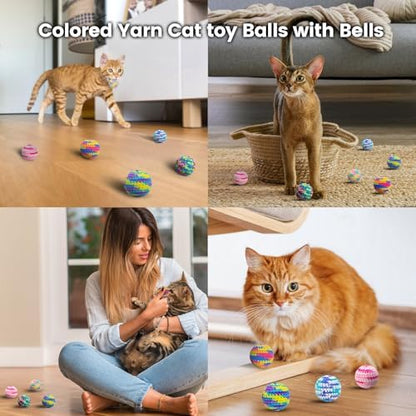 TUSATIY 6Pack Cat Toy Ball with Bells, Colorful Soft Interactive Cat Ball Toy, Hand-Knitted Woolen Kitten Yarn Cat Toys Balls for Indoor Cats Kitty of Chew & Teething & Keep Busy (Red) - Image 5