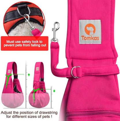 TOMKAS Dog Sling Carrier for Small Dogs Puppy Carrier for Small Dogs (Rose red, Adjustable Strap for 3-10 lbs & Zipper Pocket) - Image 5
