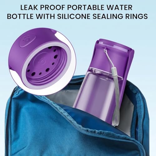 Portable Dog Water Bottle for Walking – 19oz / 12oz Foldable Pet Water Dispenser for Puppies, Medium & Large Dogs – Leak Proof Travel Water Bowl for Small Animals Dog Accessories(19OZ Purple) - Image 3