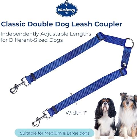 Blueberry Pet Essentials Durable Classic Double Dog Leash Coupler, Royal Blue, Medium/Large, Dual Walking & Training Leashes for Two Dogs - Image 3