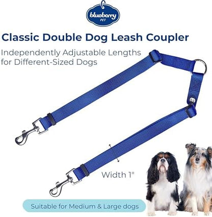 Blueberry Pet Essentials Durable Classic Double Dog Leash Coupler, Royal Blue, Medium/Large, Dual Walking & Training Leashes for Two Dogs - Image 3