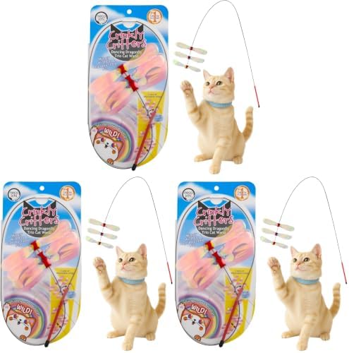 猫壱 NECOICHI Crinkly Critters Dancing Dragonfly Trio Wire Cat Wand No.1 Selling Cat Toy in Japan (Pack of 3) by NECOICHI