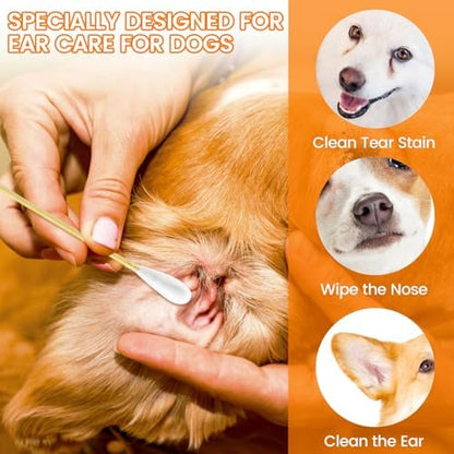 300PCS FSC Bamboo Pet Cotton Swabs, 6-Inch Large Tips for Dogs & Cats - Image 5