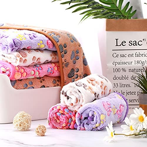 Tatuo 4 Pack Fleece Dog Blanket for Pet,Mixed Color,24 x 16 Inch,Paw - Image 5