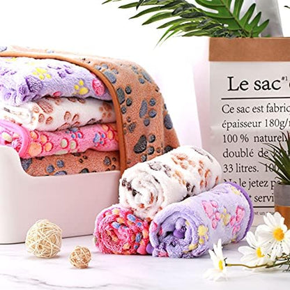 Tatuo 4 Pack Fleece Dog Blanket for Pet,Mixed Color,30 x 20.5 Inch,Paw - Image 2