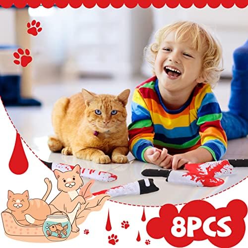 Honoson 8 Pcs Cat Catnip Toys Horror Knife Shaped Kitten Catnip Crinkly Sound Toys Indoor Outdoor Exercise for All Cat Breeds, 7.8 Inches - Image 6