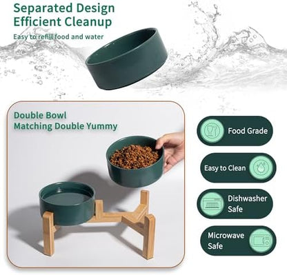 Elevated Ceramic Dog Bowl, 3.6 Cups Dog Food and Water Bowl Set with Stand - Image 5