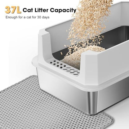 FURTIME Stainless Steel Cat Litter Box, Large Cats Metal Litter Box - Image 4