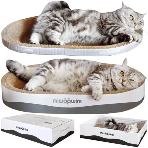miwoowim 23.6" Extra Large Cat Scratcher Bed & Box Set, Oval Lounge Bowl by miwooim