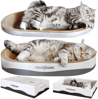 miwoowim 23.6" Extra Large Cat Scratcher Bed & Box Set, Oval Lounge Bowl by miwooim