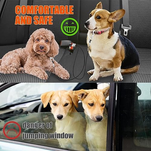 Dog Seat Belt Harness for Car,2pcs Dog Seatbelt of Coated Wire Leash Safety Restraint,No Chew Tether Cable Vehicle Dogs Accessories,Double Clips & Latch (2-in-1 Harness, 32 inch/80 CM) - Image 5
