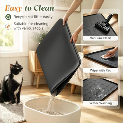 Songrey Silicone Cat Litter Mat 24" x 16", Large Litter Trapping Mat, Black - Image 4