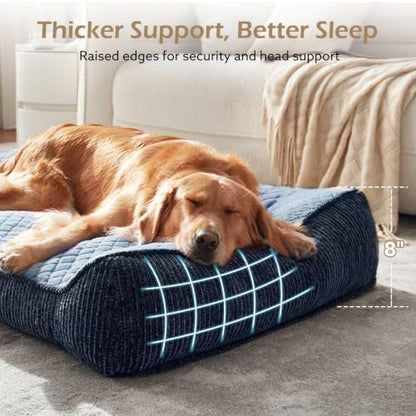 JOEJOY Orthopedic Dog Bed Medium Sized Dogs, Extra Thick Supportive Big Dog Couch Bed with Sides, Ultra Soft Pet Bed Sofa, Blue, 35''x25'' - Image 2