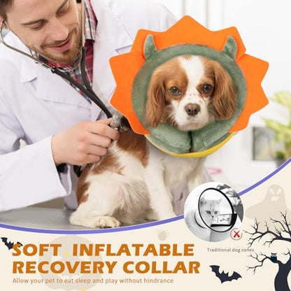 IEUUMLER Inflatable Recovery Dog Collar, Protective Donut Cone, Adjustable Soft Collar for Dog and Cat After Surgery Prevent from Biting & Scratching EU002 - Green Demon M - Image 5