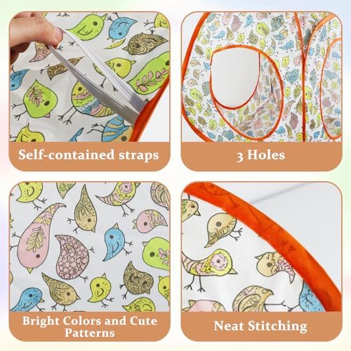 Andiker Cat Tent, 3 Holes Safe and Strong Cute Cats Tunnel Collapsible Easy to Carry Cat House for Indoor Cats Kittens Hiding Playing Training Sleeping (Tent Bird) - Image 3