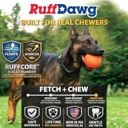 Ruff Dawg Indestructible Dog Ball XL 3.5” – Heavy-Duty Rubber Fetch Toy for Aggressive Chewers – Extreme Bounce, Floats, BPA & Latex Free – Made in USA, Color Varies - Image 2