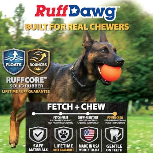 Ruff Dawg Indestructible Dog Ball XL 3.5”Green – Heavy-Duty Rubber Fetch Toy for Aggressive Chewers – Extreme Bounce, Floats, BPA & Latex Free – Made in USA - Image 3