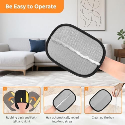 SAWMONG Pet Hair Removal Glove, 2Pcs Cat & Dog Reusable Pet Hair Remover Gloves New Upgrade, Grooming Pet Hair Remover Tool, Alternative to Lint Rollers - Image 3