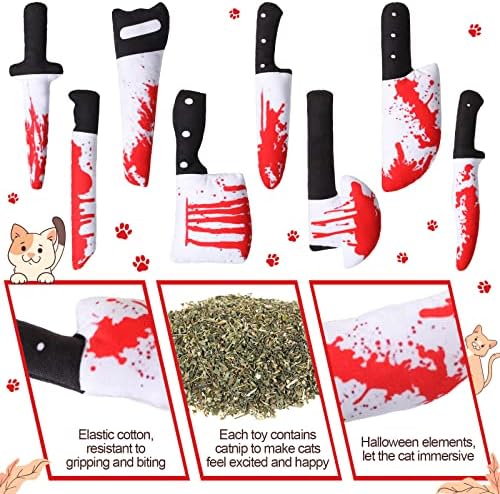 Honoson 8 Pcs Cat Catnip Toys Horror Knife Shaped Kitten Catnip Crinkly Sound Toys Indoor Outdoor Exercise for All Cat Breeds, 7.8 Inches - Image 5