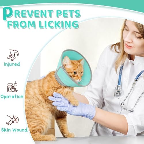 Cat Cone Collar Soft to Stop Licking, Adjustable, Foldable Lightweight Kitten Cones After Surgery Recovery for Cats & Kittens, Cat Cone Alternative, Easy Eating (Solid Green, S) - Image 6