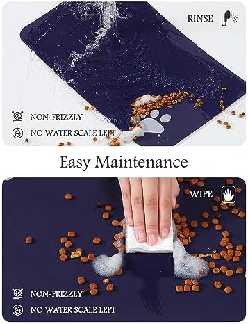 Pet Feeding Mat-Absorbent Dog Mat for Food and Water Bowl-No Stains Quick Dry Water Dispenser Mat-Dog Accessories Pet Supplies-Bowl for Messy Drinkers（Navy,16"x24" - Image 4