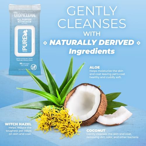 TropiClean Pure All Purpose Dog Wipes, Breezy Fresh Scent, 50ct - Image 7