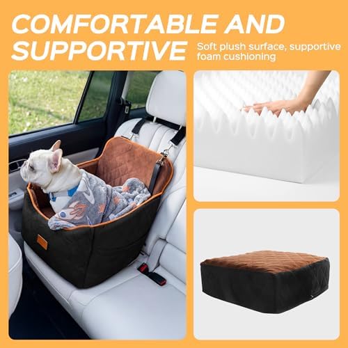 HiPetpy Dog Car Seat 6" Elevated Memory Foam Booster Seat Pet Car Seat - Image 4