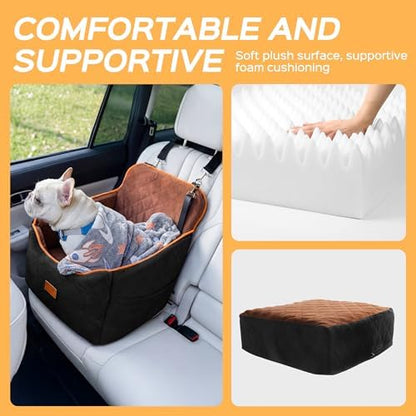 HiPetpy Dog Car Seat 6" Elevated Memory Foam Booster Seat Pet Car Seat - Image 4