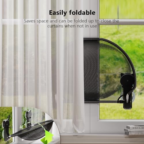 JUNSPOW Cat Window Perch Cordless, Foldable & Stable Cat Beds- Breathable Cat Window Hammock for Overlooking, Sunbathing and Climbing - Maximum Hold Up to 40lb - Image 4
