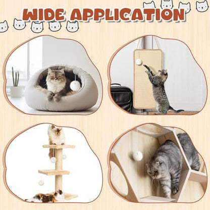 Simgoing Natural Rabbit Fur Cat Tree Ball Replacement Parts, Beige - Image 6
