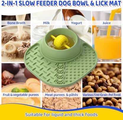 Slow Feeder Dog Bowls with Rolling Ball & Lick Mat, 2-in-1 Enrichment Feeder for Liquid & Thick Treats, Anti-Slip Suction Base, 150ml for Small Medium Large Dogs & Cats - Image 5