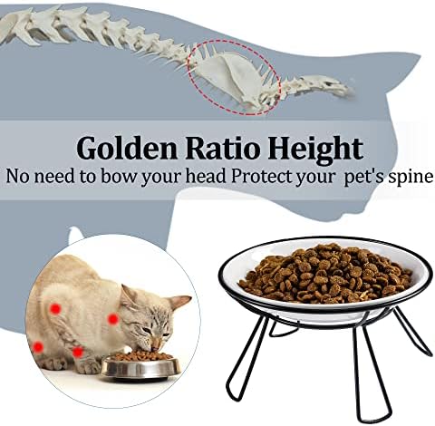 Cat Bowls, Elevated Bowl, Raised Ceramic Dish with Metal Stand, Pet Water or Food Feeding Station for Indoor Cats, Kitten, Puppies and Small Dogs(2 Pack) - Image 2