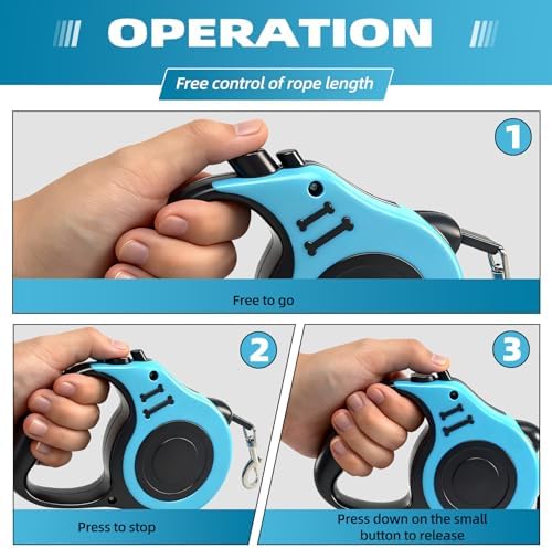 2 Pcs 16.5Ft Retractable Dog Leash,Up to 33 lbs,Blue and Pink - Image 5